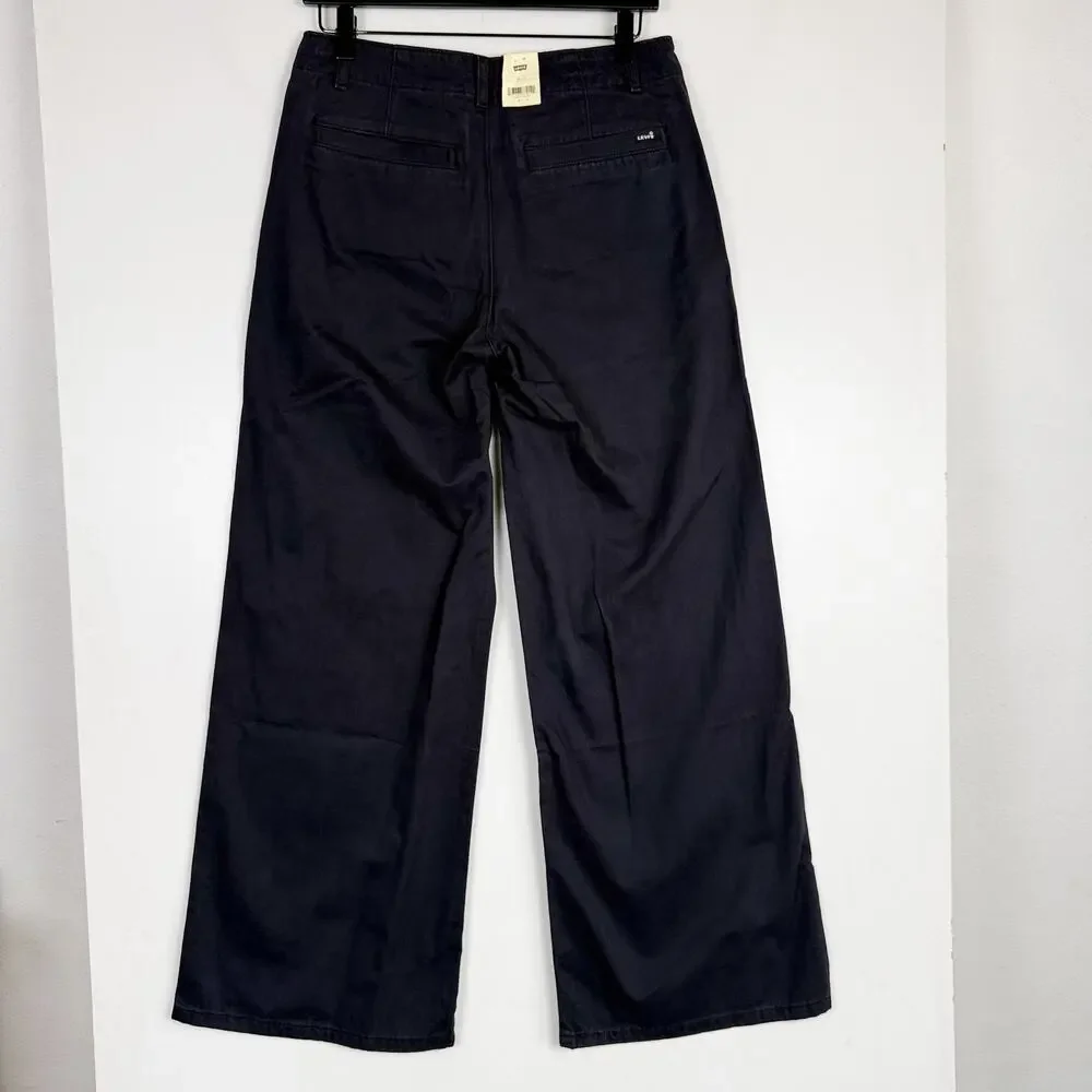 New Levi's Premium XL Chinos Wide Leg Baggy Pants Black - 26x31 26W 31L